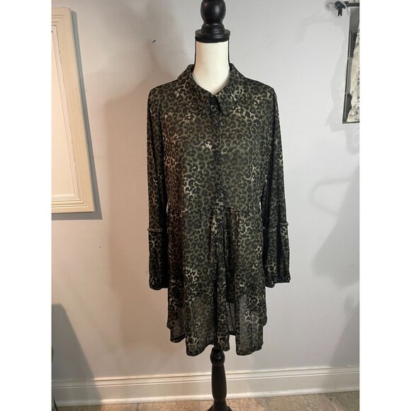 Style & Co Women's Leopard Print Tunic Button-Down Long Sleeve Shirt L - Picture 16 of 16